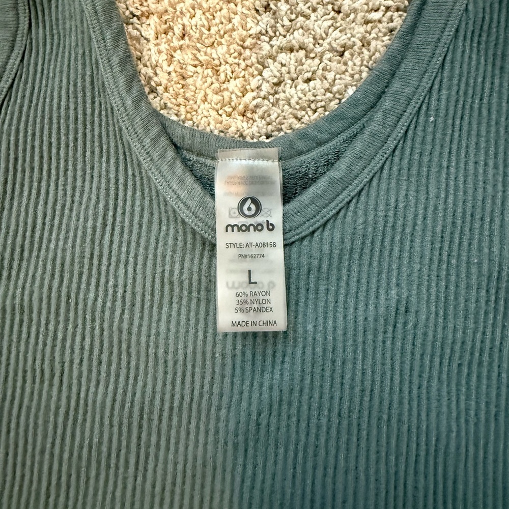 Mono B Ribbed Tank Top - Deep Teal - Picture 3 of 3